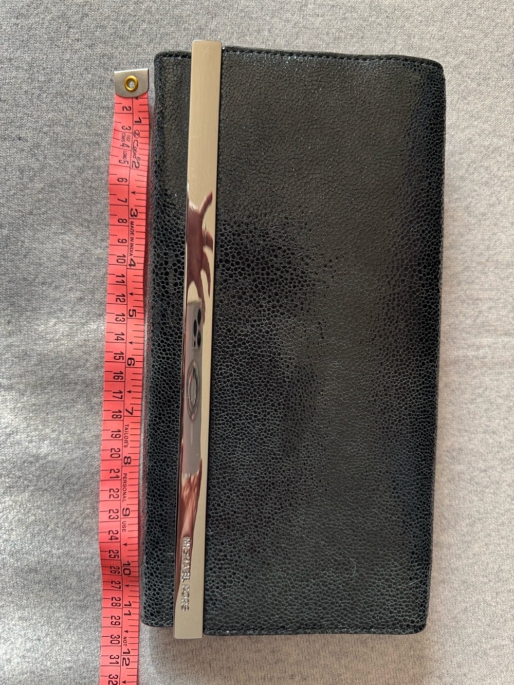 NWT Michael Kors Tilda Black Genuine Leather Clutch Bag Silver Hardware - Picture 8 of 9